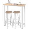 WOLTU Set di Tavolo da Bar, Tavolo Alto con 2 Sgabelli, Set di Tavolo per Sala da Pranzo, Metallo e Legno, Rovere
