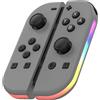 Jomeis LED L&R Controllers Compatible with Nintendo Switch + OLED + Lite Consoles. RGB Light Up Illuminated Wireless Joystick Handsets for Switch. Dual Vibration fits Nintendo Joy-Con Replacement [BLACK]