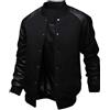 Babylike Elegante Baseball giacca, Uomo Ragazzo Scolaretto Giacche College Baseball Jacket Giubbotto Felpa in Ecopelle(Nero,M)