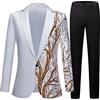 compulsoryking Abito da uomo a due pezzi slim fit oro paillettes vestito elegante giacca pantaloni set per festa di nozze abiti da ballo, bianco, XS