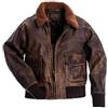 Aksah Fashion Giacca da uomo G1 Flight Aviator Navy Bomber in pelle marrone invecchiato, Marrone, M