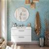 Dmora Mobile sottolavabo Dartford, Mobiletto da Bagno, Contenitore Porta lavabo, Armadio per lavandino, 80x45 h50 cm, Bianco Lucido