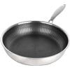 W&H Padella in acciaio inox, 28 cm, con struttura a nido d'ape, rivestimento antiaderente, manico rimovibile, adatta a tutti i piani cottura