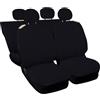 Auto Accessori Lupex Coprisedili Auto Compatibili con Cinquecento 500, Made in Italy, tessuto policotone, set anteriori e posteriori (Nero con schienale posteriore intero)