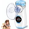 BIAOQINBO Aerosol Portatile Silenzioso con Digitaler Anzeige, Macchina Aerosol per Adulti Bambini con Boccaglio e Maschera, per Malattie delle Vie Respiratorie Superiori e Inferiori (Azzurro)