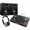 Numark DJ Set per principianti - Console DJ a 2 Canali con Scheda Audio e Luci, Cuffie DJ e Casse da tavolo con suono professionale - 120 W