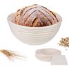 Mitening Cestino da Lievitazione per Pane, Cesto Lievitazione Pane in Rattan Naturale, Cestini Pane Rotondo da 18 cm, Banneton per Kit Pane con Panno Lievitazione e Taglierino Pane