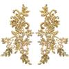 GORGECRAFT 3D Paillettes Ricamate in Pizzo Applique Fiori da Cucire Toppe Rifiniture Glitter Paillette Perline Colletto Floreale Tessuto Decorazione Artigianale Toppa per Eleganti Borsa Jeans Oro