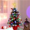 Fayavoo Mini albero di Natale artificiale da tavolo, 60 cm, con luci, palline di Natale, piccolo albero di Natale in vaso con stella per decorazioni natalizie