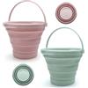 TNSLAND 2 Pezzi Secchio Pieghevole, 5 Litri Secchio in Silicone, Bacinella Pieghevole per la Casa, la Spiaggia, Il Campeggio, la Pesca, Il Viaggio, Blu, Rosa
