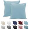 Poligino Federe Cuscini Letto Matrimoniale 65x65cm, Set 2 Federe Oeko-TEX in Premium Microfibra 110GSM con Invisibile Cerniera, Morbida e Traspirante, Ipoallergenica - Azzurro