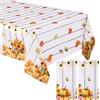 Tatuo 2 Pezzi Tovaglie di Autunnale 137 x 274 cm Copritavolo per Autunnale in Plastica Arancione Zucca Foglie di Girasole Decorazioni da Tavola Rettangolari per Esterni Ringraziamento e dell'Autunno