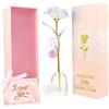 PASDTFB Regalo San Valentino per Lei Rosa Eterna Stabilizzata Regalo Donna Compleanno 24k Rosa Placcato Oro con Supporto Regali San Valentino Regalo Mamma Amica Fidanzata Ragazza Nonna Sorella Anniversario