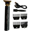 IONOMAT Trimmer Barba e Capelli con Zoccoli 1.5, 2, 3, 4 mm, batteria USB, drago, buddha, barber, vintage T9 (Tondosa barbiere nero)