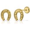 ROSA DI MANUEL Orecchini oro 18 kt 9 kt bimba/donna ferro di cavallo portafortuna, mezza gioiello 7,5 x 8 mm, con chiusura di massima sicurezza a vite. e Oro giallo, colore: giallo, cod. 4-471801p rosca