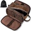 Elviros Borsa da Toilette Uomo Impermeabile in PU, Beauty Case Grande per Viaggio con Organizzatore, Borsa Igiene Personale per Palestra e Lavoro, Cioccolato, 24 * 14 * 14cm