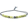 Eloboe essence Bracciale in filo da donna Pietra naturale serpentina gialla turchese 4 mm di spessore Argento 925 regolabile a tutti gli spessori del polso