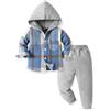 Yanmucy Ragazzi Baby Abbigliamento Completo 2 Pezzi Cotone Plaid Ragazzo Felpe Cappuccio Camicie Tops + Pantaloni Set Ragazzi Bambino Tracksuit Autunno Vestiti Abiti Set (Blu, 5-6 anni)