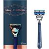 King C. Gillette Gillette - Rasoio e profilatura per uomo con manico di rasoio e ricambio con rifinitore di precisione integrato e manico premium 50 g