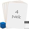 KAHEIGN 4 Pezzi Piccole Lavagne Bianche Cancellabili a Secco, 21CM x 30CM Mini Lavagna Bianca Portatile a Doppia Faccia con 4 Penne e 4 Gomme da Cancellare - per Studente Insegnante Aula Casa Ufficio