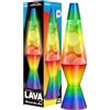 LAVA® - Lampada Arcobaleno 2513, globo tricolore dipinto a mano, cera bianca, liquido trasparente, base e cappuccio decorati, lampada di movimento originale di marca 14,5 pollici