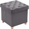 BRIAN & DANY Pouf Contenitore Quadrato, Puff Poggiapiedi Pieghevole in Velluto, Pouf Sgabello con Gambe per Camera da Letto Soggiorno, 40 x 40 x 40 cm, Grigio