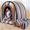 Danchen Cuccia per cani extra large, 2 in 1, di lusso, per cani di taglia media e grande, cuccia portatile a igloo calmante, cuscino ortopedico anti-ansia, tenda jumbo morbida per cani di taglia media e