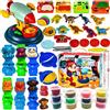 ZZQVIP Formine per Plastilina, 47PCS Argilla da Modellare Include 12 Vasetti Plastilina, Macchina per Tagliatelle, Creativi per Pasta da Modellare per Auto e Animali, Regalo per 2 ai 10 Anni