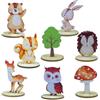 qimeyu Centrotavola con Animali del Bosco in Legno,Animali del Bosco Set,16 Pezzi Mini Decorazioni da Tavola con Legno Base,Foresta Animali Tema Decorazione,Centrotavola per Festa di Compleanno e Baby Shower