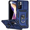 SEAHAI Cover per Xiaomi Redmi Note 11 PRO+ 5G (Note 11 PRO Plus), Scorrevole [Protezione Fotocamera] Antiurto Silicone Custodia, con 360° Anello Supporto Kickstand PC + TPU Bumper Case - Blu