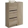Muebles Pitarch | Scarpiera Mobile ausiliario d'ingresso, 25 paia di scarpe, con 3 porte e 2 ripiani regolabili, Rovere Cambrian, 122x85x37cm, modello Trevi