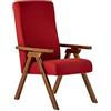 ESSEGI Poltrona legno FIAMMETTA ESSEGI SRL Relax reclinabile tessuto Bordeaux Sfoderabile