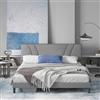 Avenco Telaio del Letto Matrimoniale 160x200cm Strutture Letto a Piattaforma Imbottito con Testiera, Supporto per Doghe in Legno, Base per Materasso, Montaggio Facile, Grigio