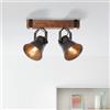 Lightbox Faretto da soffitto 24 x 40 cm | 2 faretti a fiamma con teste orientabili | 2 prese E27 | soggiorno | in metallo/legno nei colori nero acciaio