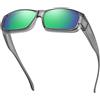 DUCO Occhiali da sole da uomo e donna, polarizzati, unisex, per chi indossa occhiali, taglia grande, 8956, Trasparente Grigio Telaio Revo Lente Verde