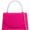 UShopUK Borsa a mano in pelle scamosciata con manico in strass, per matrimoni, serate e feste, Rosa fucsia, medium
