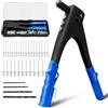 CCLIFE Rivettatrice Manuale Pistola Rivettatrice Professionale Pistola per Rivetti Spararivetti 200 pezzi Rivetti 4 Teste Intercambiabili 4 HSS Punte da Trapano Set Rivetti Alluminio
