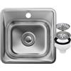 GRANITAN Lavello acciaio con sifone 38 x 38 cm - Lavandino da Incasso in Acciaio - Lavello in Acciaio Inox con Foro per Rubinetto per Lavabo - Diametro 92 mm - Lavabo per Cucina - Raso 38