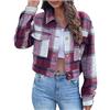 Generic Giacche corte da donna UK con collo a risvolto camicette e camicie a maniche lunghe con bottoni e tasche vintage elegante cappotto per autunno inverno streetwear, Vino 1., S