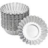 Volumoon 30 Pezzi Stampi per Crostatine All'Uovo, Stampi per Tartellette 7cm in Alluminio, Stampi per Muffin Per Cupcakes Formine per Budini Riutilizzabile, Antiaderente,Argento