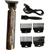 IONOMAT Trimmer Barba e Capelli con Zoccoli 1.5, 2, 3, 4 mm - Batteria USB - Drago, Buddha, Barber, Vintage T9 (Tondosa Barber Argento)