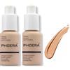 Phoera Aquapurity Phoera® - Fondotinta a copertura completa, morbido e opaco, correttore per il controllo degli oli, 30 ml, crema liscia e a lunga durata (2 pezzi, 104 BUFF BEIGE)