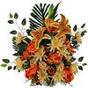DRW Centro di Fiori Artificiali Cimitero, Chiesa Matrimoni sepolture Arancione con lilium, Rose, dalie e Margherite 74x26x70 cm