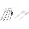 Alessi KnifeForkSpoon AJM22S24M Servizio Completo di Posate di Design, 24 Pezzi in Acciaio Inox & Ajm22/14 Knifeforkspoon Posate Per Insalata In Acciaio Inossidabile 18/10 Lucido.