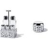 Alessi - MSA16 - CACTUS! Servizio per olio, aceto, sale, pepe e spezie in acciaio inossidabile 18/10 lucido e vetro. & Cactus Formaggiera, Acciaio Inossidabile, Argento, 9.2 cm