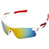 ULTRANNER - Occhiali sportivi leggeri con protezione UV - Occhiali Trail Running antiscivolo in policarbonato - Occhiali resistenti al sudore - Colore rosso e bianco