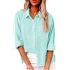 Friptspyg Donna da Camicia Manica Lunghe Scollo a V Chiusura con Bottoni 100% Cotone Casual Blusa con Tasca vestibilità Ampia Versatile per L'Estate, Celeste XXL
