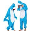 dressfan Unisex Pigiama da Squalo Onesie Costumi,Blu Animali Shark Monopezzi Pigiama Halloween Carnevale Costumi e Cosplay,Regali di Natale per Donna Uomo,L