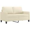 vidaXL Divano a 2 Posti Crema 120 cm in Similpelle