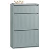 SoBuy Scarpiera Salvaspazio Slim Scarpiera con 2 Ribalte e 1 cassetto Mobile Portascarpe Regolabili da Ingresso Grigio 61x25x100 cm FSR165-HG